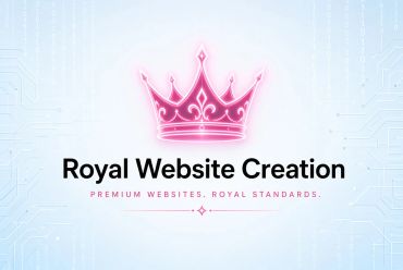 Logo with a pink crown for Royal Website Creation.