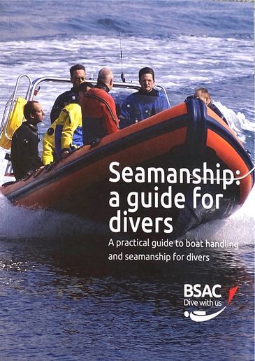 Divers on a boat with the title 'Seamanship: a guide for divers'.