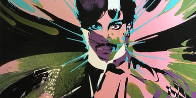 Prince spin art print by Kii Arens.