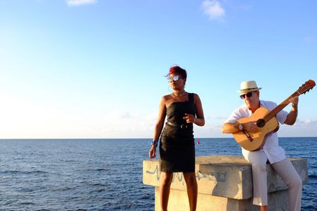 Singer Yailin René & Composer/Guitarist George Smilovici on the Malecón, L'habana.