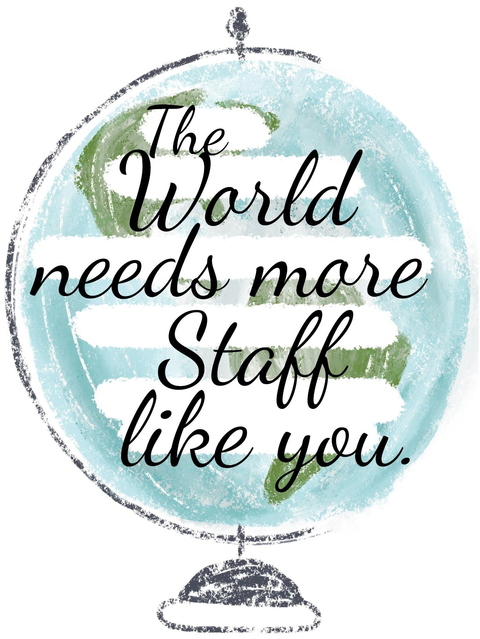 Illustration of a globe with a message appreciating staff.