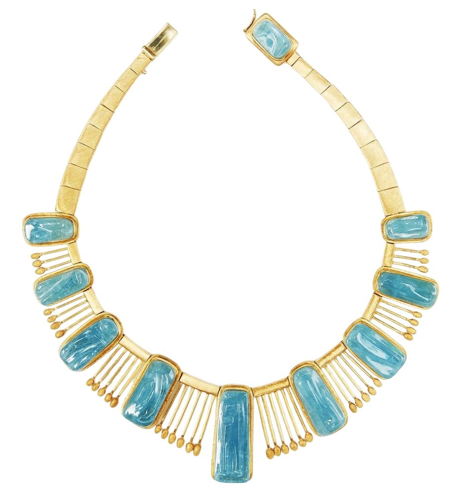 Haroldo Burle Marx 18 Karat Gold "Forma Livre" Aquamarine Necklace