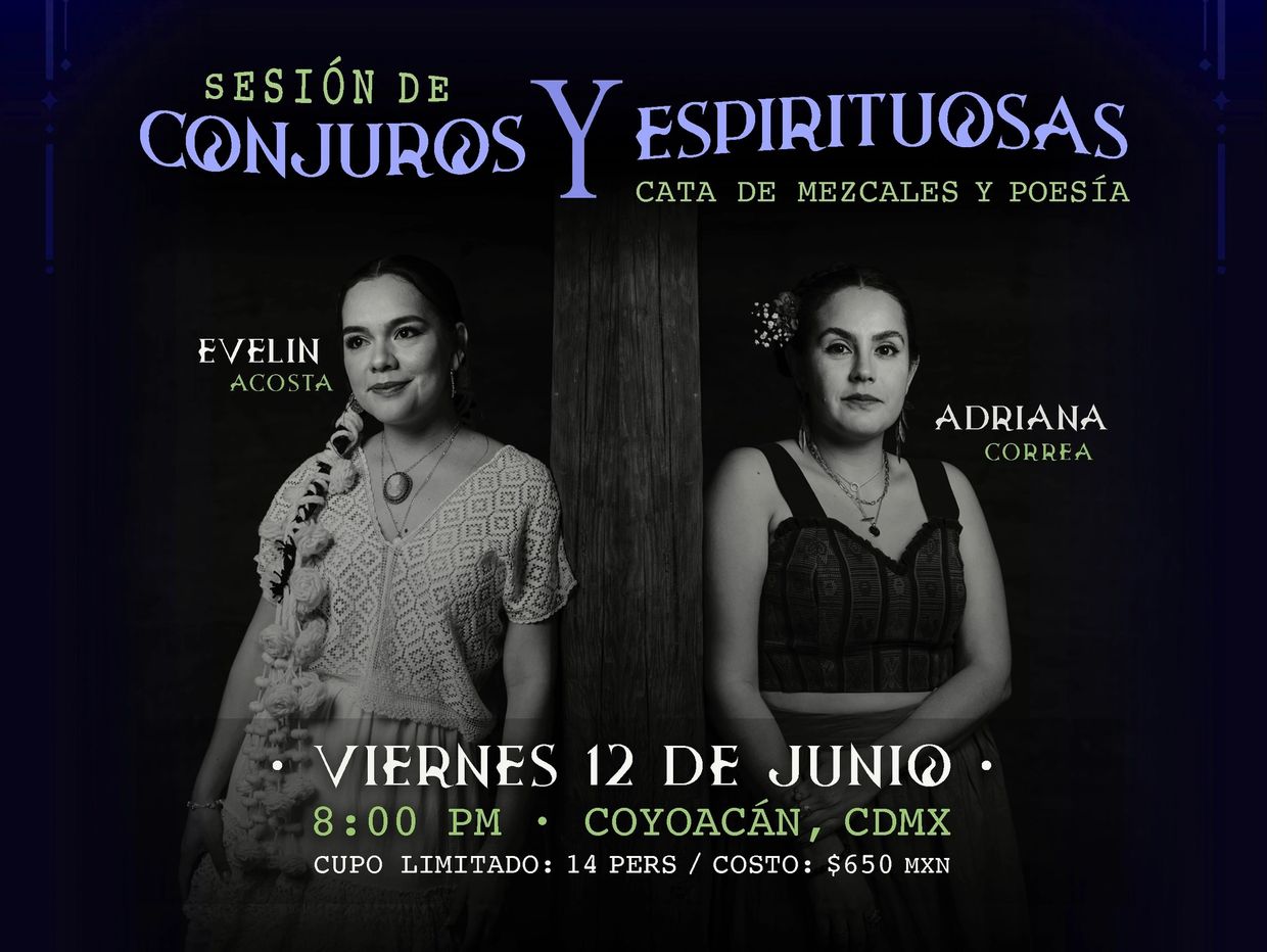 Sesión de conjuros y espirituosas, cata de mezcales y poesía en Coyoacán, CDMX.