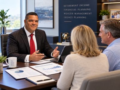 Financial advisor discussing plans with a couple.