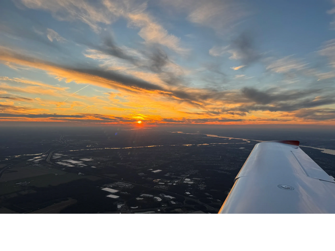 Cirrus Airplane Flight Insruction at Sunset