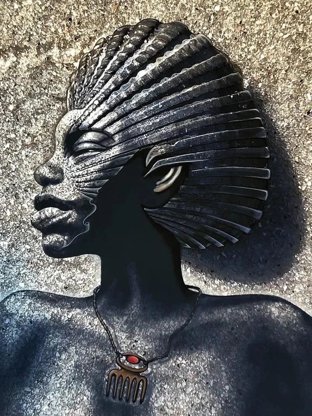 drawing of girl with hair made of a seashell