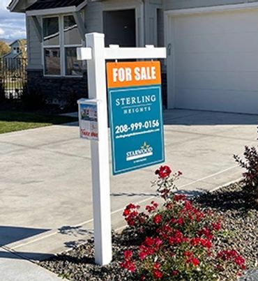 Real Estate listing yard signs for Realtors. Easy to install vinyl post with metal sign.