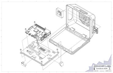 Sandbox case exploded drawing