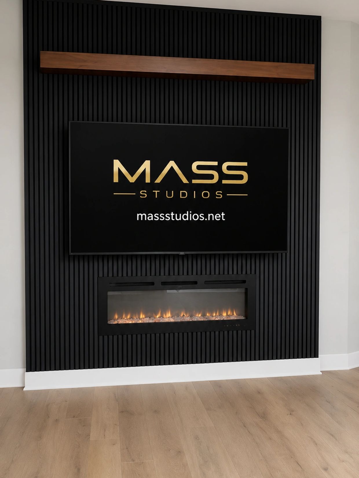 Built-In TV & Fireplace Accent Wall