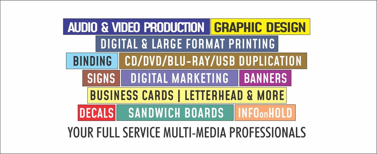 Dat Media services include audio &video production, graphic design, digital &large format printing