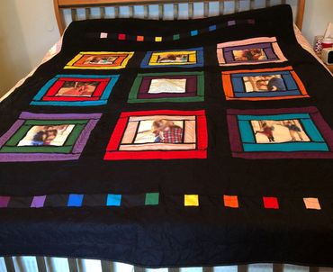 A custom-made photograph engagement quilt
