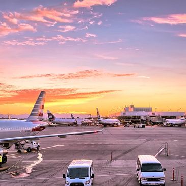 An airport carrying both passengers and material cargo.