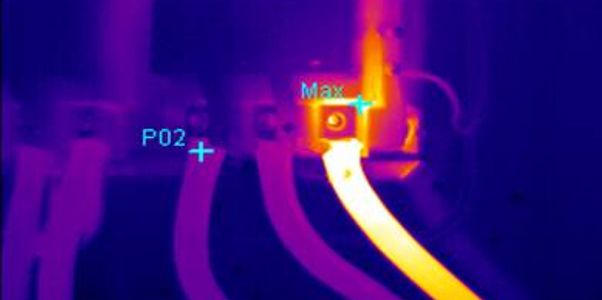 Thermal image of heat anomaly at a contactor.