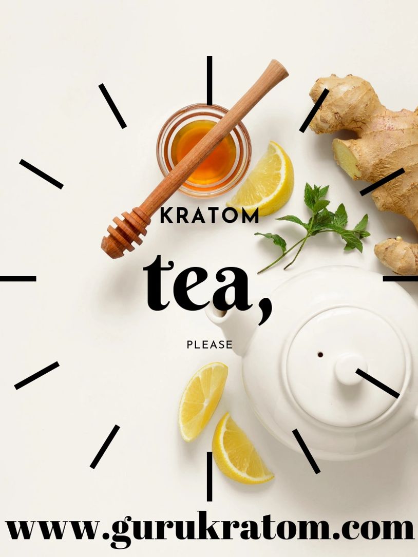 kratom tea recipe with kratom tea in a kettle with lemon wedges ginger and honey