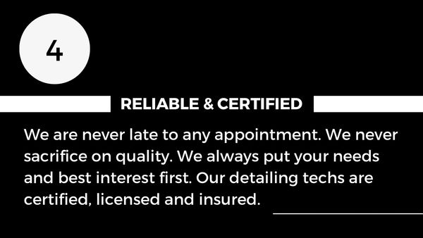 We are never late. We always put your needs first. Our techs are certified, licensed and insured. 