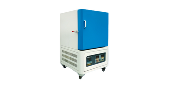 Compact laboratory incubator with a blue door on wheels.