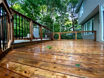 Treated wood deck built in vaudreuil