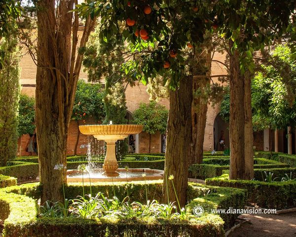 Sun Drenched Garden, Alhambra, Fountain, Serenity