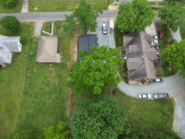 Stunning aerial shot showcasing residential landscaping in Central NC