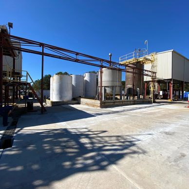 A view of the reactors at the plant