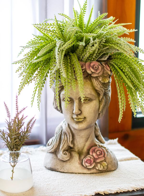 Greek goddess head statue planter
