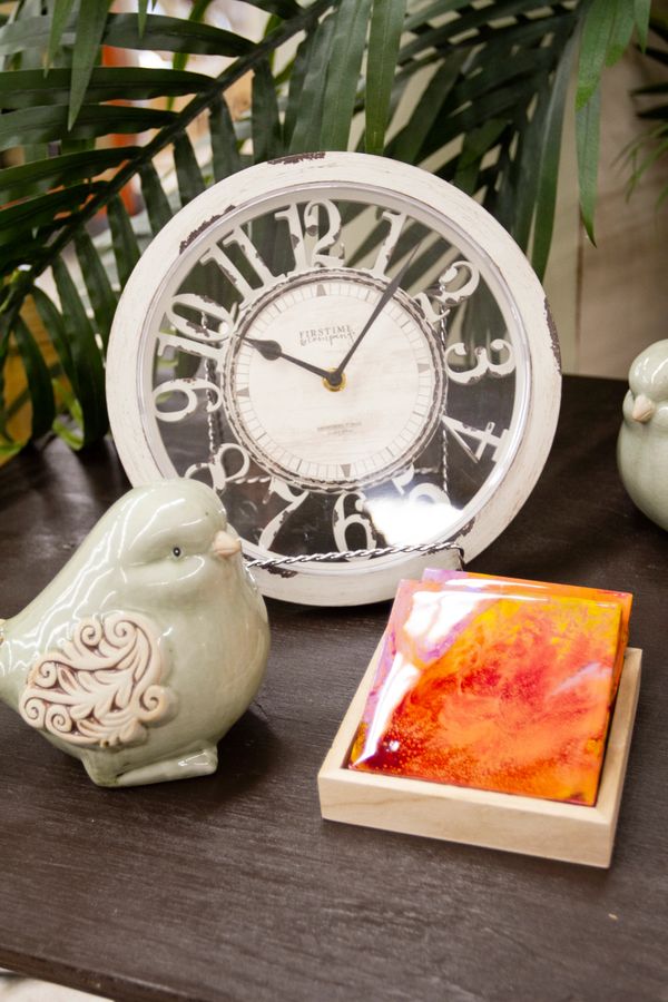 Decorative Off White Antique Painted Hanging Clock