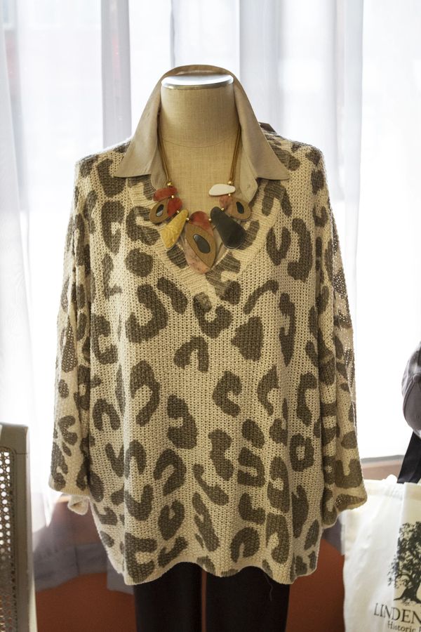 Tan loose knit cheetah sweater