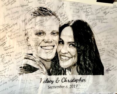 art artist paint painting ink wash vintage wedding guest registry