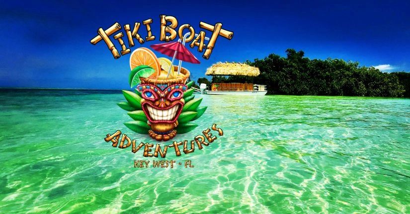 tiki boat at the sandbar