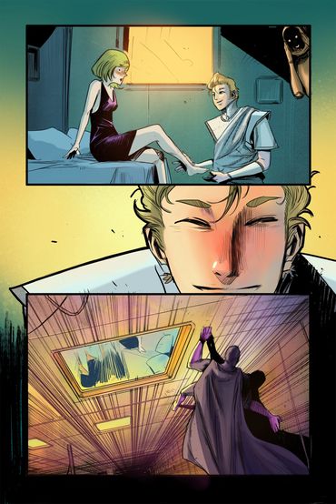Colored sequential comic page of Jacin