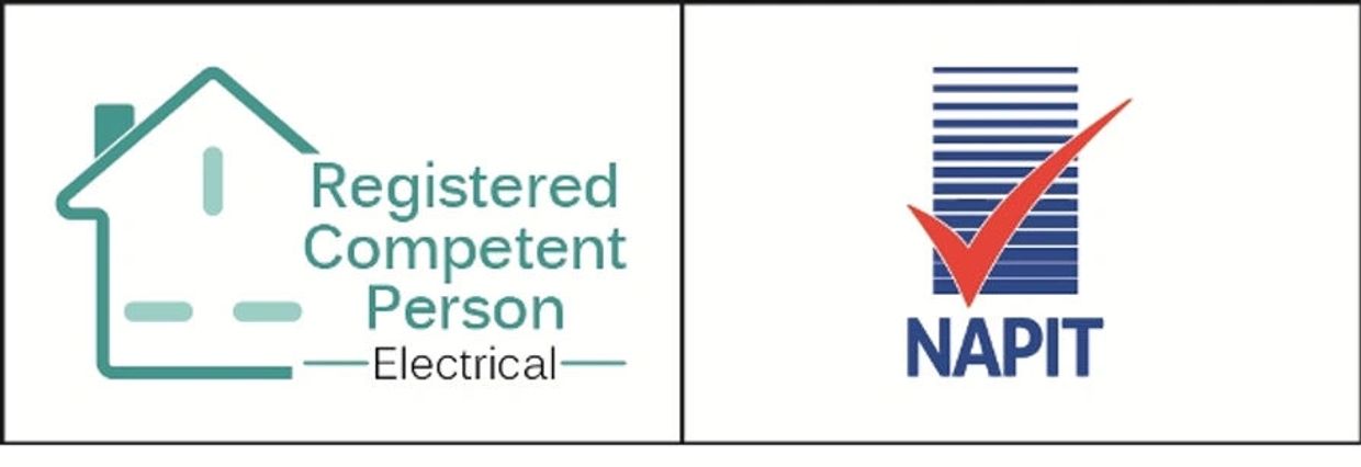 Logos for Registered Competent Person Electrical and NAPIT certification.