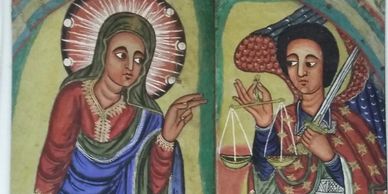 Lake Tana monasteries Orthodox Christian church paintings in Ethiopia