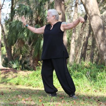 Paula Nelson demonstrating Yang 24 move single whip.