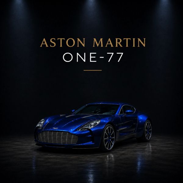 Blue Aston Martin One-77, an exceptional luxury sports car featured by LEBOR Performance Cars.