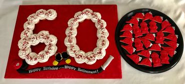 Fireman's retirement and 60th birthday cupcake cake and cookies