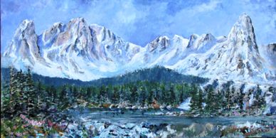 Cirque de Towers Wind River Range  and Lost lake near Lander Wyoming.  View is constructed and is a 
