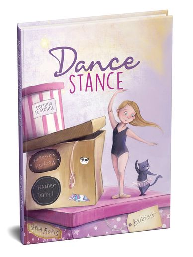 book cover with a girl and her cat - both dancing