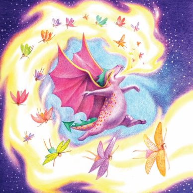 book page - dragon breathing fairies