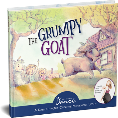 book cover with a goat, pig, llama, and kids