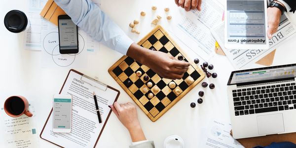 business strategy with chessboard