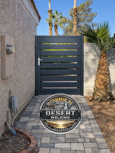 Horizontal modern gate and paver installation