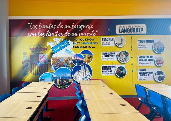 Wall graphics displaying careers advice