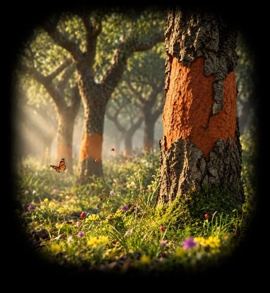 Cork oak bark harvesting for responsibly sourced natural cork