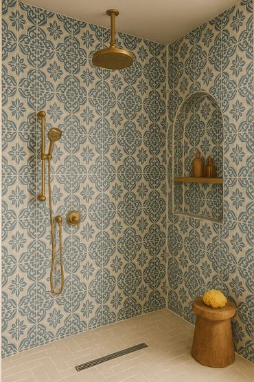 Bathroom Remodel | Patterned Tile Shower in Savannah GA
