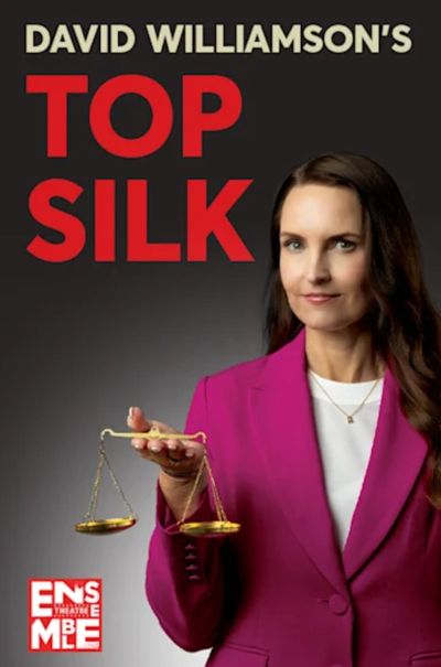 Woman in pink blazer holding scales with 'Top Silk' title.
