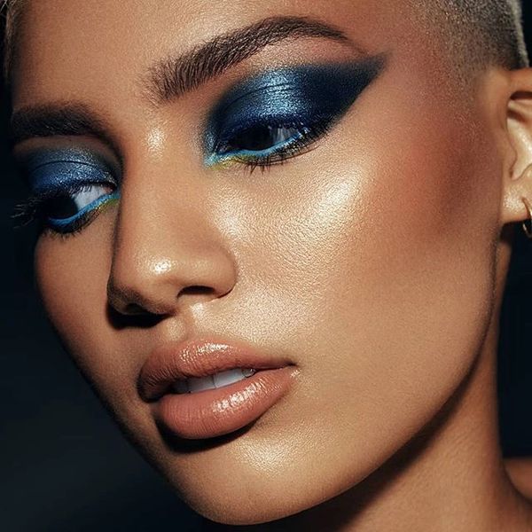 Dramatic Blue Eyeshadow on female model