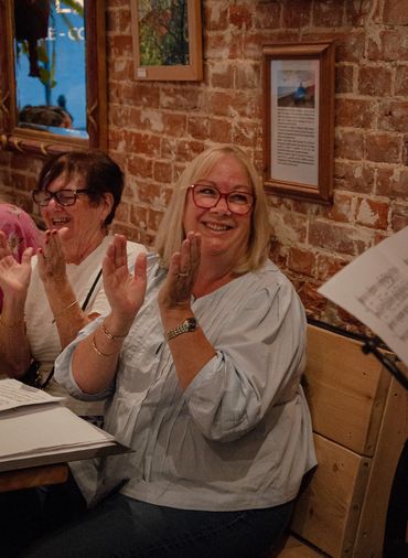 Lucy's Mother, Julia enjoying a Sing For Your Supper session at Chatterbox Cafe, Canterbury.