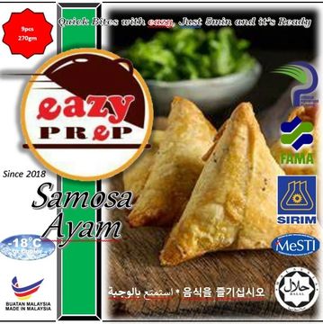 Products detail	: Chicken Samosa
Ingredients		: Roll Wrapper, Fresh Chicken, Coriander 		 		  Leaf, 