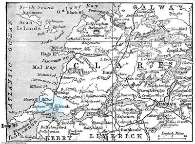 County Clare circa 1906.  Blue area is believed to be the O'Gorman origin
