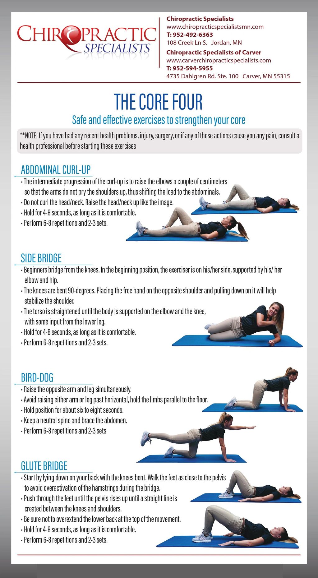 Printable core exercises that are safe and effective to strengthen your core.